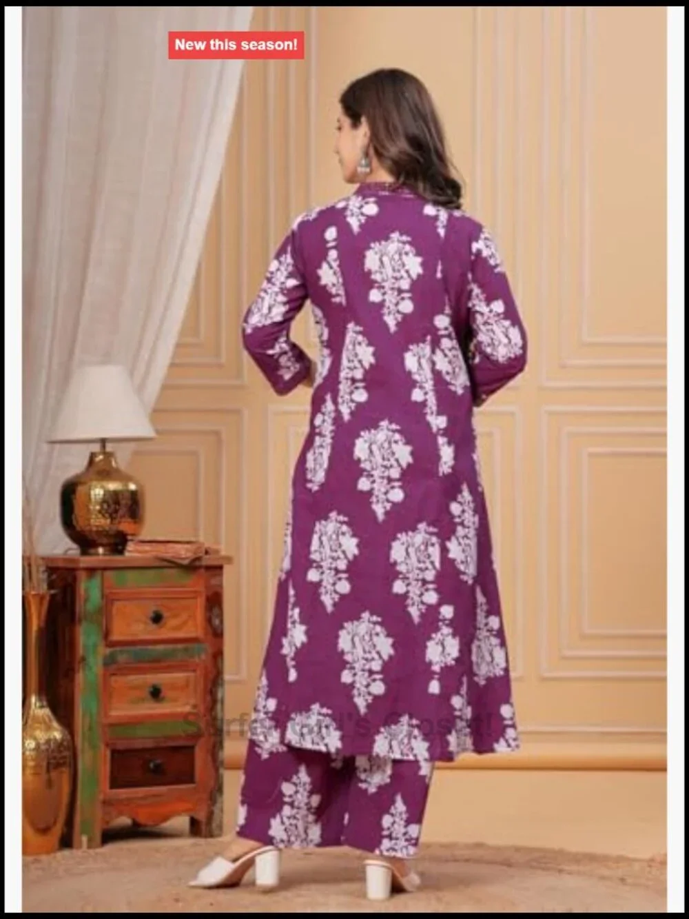 Rayon Anarkali Printed Kurta with Palazzo & Dupatta Set